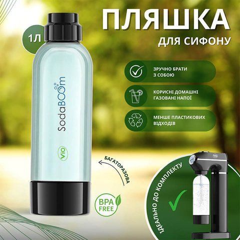 ViO SodaBoom, Reusable bottle for carbonating water in a siphon SD-7006 gray, plastic