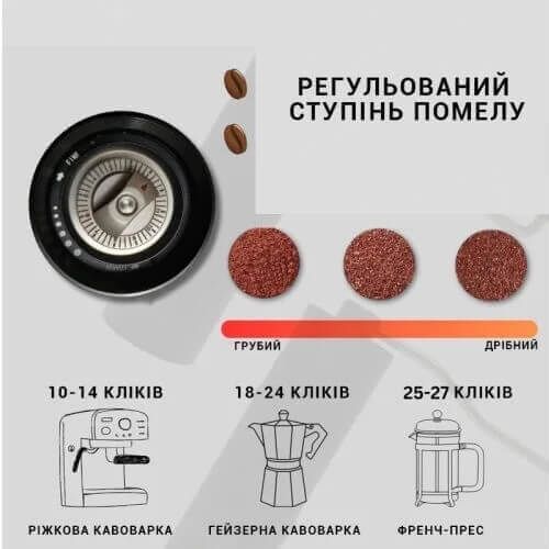 Manual coffee grinder with steel millstones and adjustable grinding degree ViO CM-02H, black