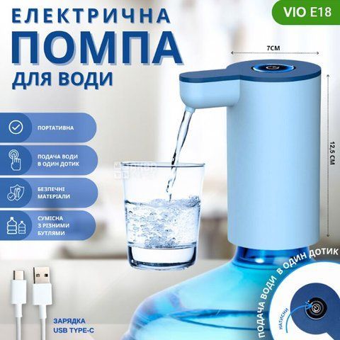 Електрична USB-помпа для води ViO E18, блакитна