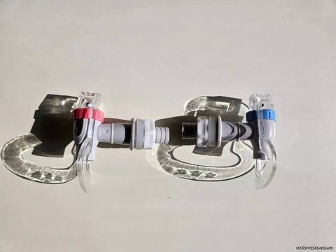 Set of taps (hot + cold) for water cooler with external thread