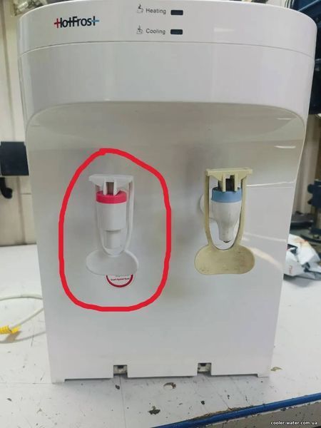 Set of taps (hot + cold) for water cooler with external thread